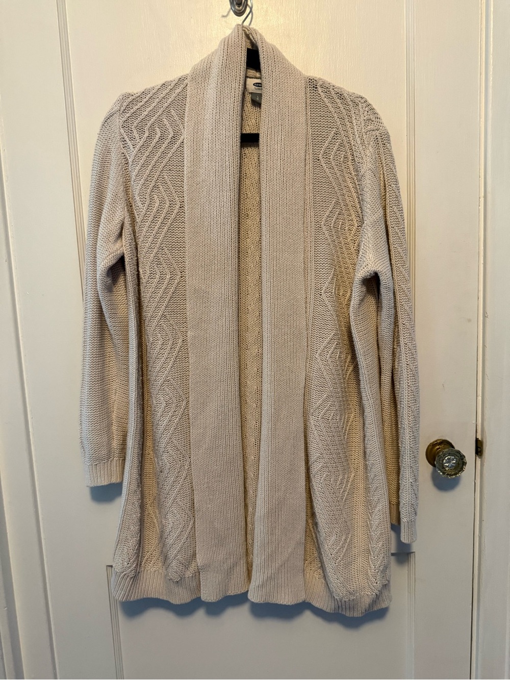 Old Navy Cream Cable Knit Open-Front Cardigan